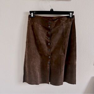 Gap Women’s Suede Skirt Genuine Leather Brown Midi Size 6 Gap India Khaki